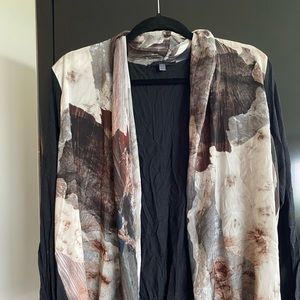Silk front, draped cardigan